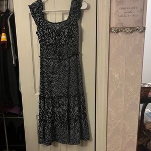 Navy Blue and White Polka Dot Dress